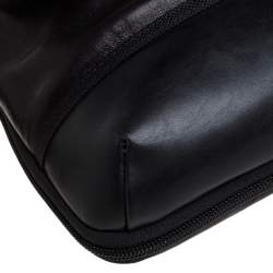 TUMI Black/Dark Brown Leather Annapolis Zip Flap Messenger Bag