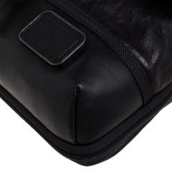 TUMI Black/Dark Brown Leather Annapolis Zip Flap Messenger Bag