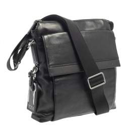 Tumi Black Leather DFO Monroe Oxford Top Zip Flap Messenger Bag