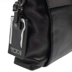 Tumi Black Leather DFO Monroe Oxford Top Zip Flap Messenger Bag
