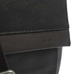 Tumi Black Leather DFO Monroe Oxford Top Zip Flap Messenger Bag
