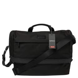 Tumi Black Nylon Alpha Flap Laptop Bag