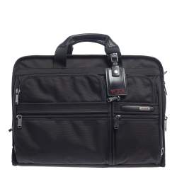 Tumi Black Nylon and Leather Large DFO Compact Screen Laptop Briefcase