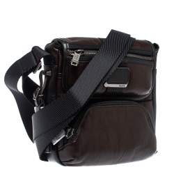 Pre Owned Tumi Brown/Black Leather Barton Crossbody Bag