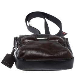 Pre Owned Tumi Brown/Black Leather Barton Crossbody Bag