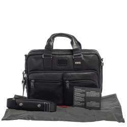 Pre Owned Tumi Black Leather Bingham Expandable Briefcase