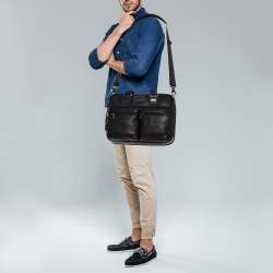 Pre Owned Tumi Black Leather Bingham Expandable Briefcase