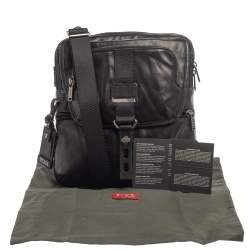 TUMI Black Leather Alpha Bravo Arnold Crossbody Bag