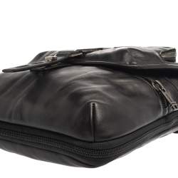 TUMI Black Leather Alpha Bravo Arnold Crossbody Bag