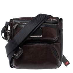 Tumi Brown/Black Leather Barton Crossbody Bag