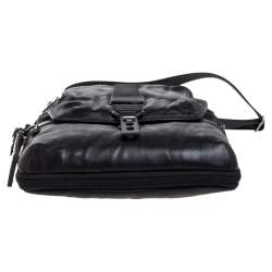 Pre Owned TUMI Black Leather Alpha Bravo Arnold Zip Flap Messenger Bag
