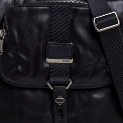 Pre Owned TUMI Black Leather Alpha Bravo Arnold Zip Flap Messenger Bag