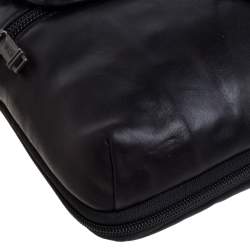 Pre Owned TUMI Black Leather Annapolis Zip Flap Messenger Bag