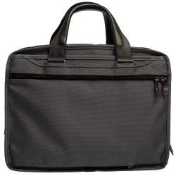 Pre Owned TUMI Grey/Black Nylon and Leather Expandable Organizer Computer Briefcase