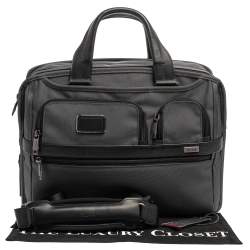 Pre Owned TUMI Grey/Black Nylon and Leather Expandable Organizer Computer Briefcase