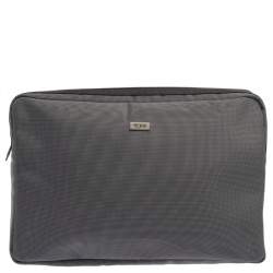 Pre Owned TUMI Grey/Black Nylon and Leather Expandable Organizer Computer Briefcase