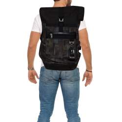 TUMI Black/Khaki Nylon Birch Roll Top Backpack