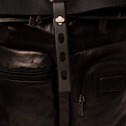 Pre Owned TUMI Black/Metallic Bronze Leather Alpha Bravo Luke Roll Top Backpack