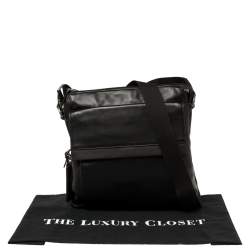 Pre Owned TUMI Black/Brown Leather Oxford Top Zip Flap Crossbody Bag