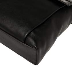 Pre Owned TUMI Black/Brown Leather Oxford Top Zip Flap Crossbody Bag