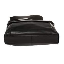 Pre Owned TUMI Black/Brown Leather Oxford Top Zip Flap Crossbody Bag