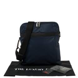 Pre Owned TUMI Navy Blue/Black Nylon Freeland Double Zip Crossbody Bag