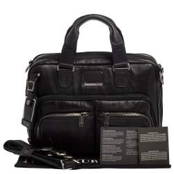 TUMI Black Leather Alpha Bravo Albany Slim Computer Briefcase