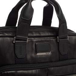 TUMI Black Leather Alpha Bravo Albany Slim Computer Briefcase
