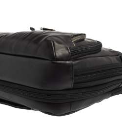 TUMI Black Leather Alpha Bravo Albany Slim Computer Briefcase