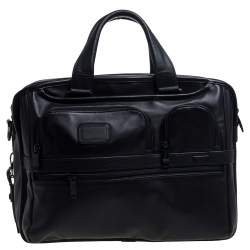 Pre Owned TUMI Black Leather Expandable Organizer Computer Briefcase