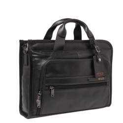 TUMI Black Leather Gen 4.2 Slim Deluxe Portfolio Bag
