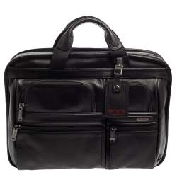 Pre Owned TUMI Black Leather Gen 4.2 T-Pass Med Screen Laptop Slim Briefcase