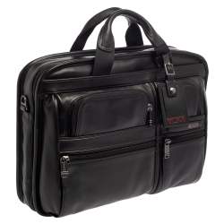 Pre Owned TUMI Black Leather Gen 4.2 T-Pass Med Screen Laptop Slim Briefcase