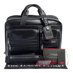 Pre Owned TUMI Black Leather Gen 4.2 Core T-Pass Expandable Laptop Briefcase