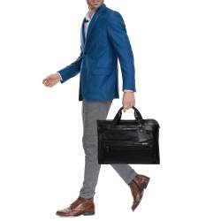 TUMI Black Leather Gen 4.2 Slim Deluxe Portfolio Bag