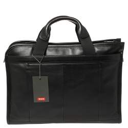 TUMI Black Leather Gen 4.2 Slim Deluxe Portfolio Bag