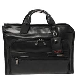 TUMI Black Leather Gen 4.2 Slim Deluxe Portfolio Bag