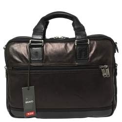 Pre Owned TUMI Metallic Brown Leather Alpha Bravo Andersen Slim Commuter Briefcase