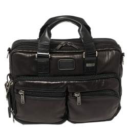 Pre Owned TUMI Metallic Brown Leather Alpha Bravo Andersen Slim Commuter Briefcase