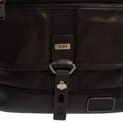 TUMI Black Leather Annapolis Zip Flap Messenger Bag