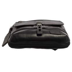 TUMI Black Leather Annapolis Zip Flap Messenger Bag