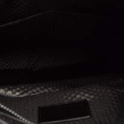 Pre Owned TUMI Black/Metallic Bronze Leather Alpha Bravo Luke Roll Top Backpack