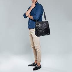 Tumi Black Leather Alpha Bravo Arnold Expandable Messenger Bag