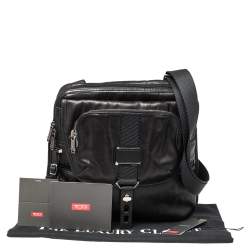 Tumi Black Leather Alpha Bravo Arnold Expandable Messenger Bag
