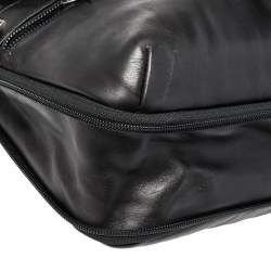 Tumi Black Leather Alpha Bravo Arnold Expandable Messenger Bag
