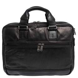 Pre Owned TUMI Metallic Dark Brown Leather Alpha Bravo Andersen Slim Commuter Briefcase