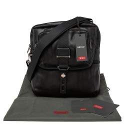 Pre Owned Tumi Black Leather Alpha Bravo Arnold Zip Messenger Bag