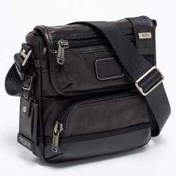 Pre Owned TUMI Black Leather Alpha Bravo Barstow Messenger Bag