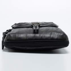 Tumi Black Leather Alpha Bravo Arnold Zip Flap Expandable Messenger Bag