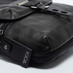 Tumi Black Leather Alpha Bravo Arnold Zip Flap Expandable Messenger Bag